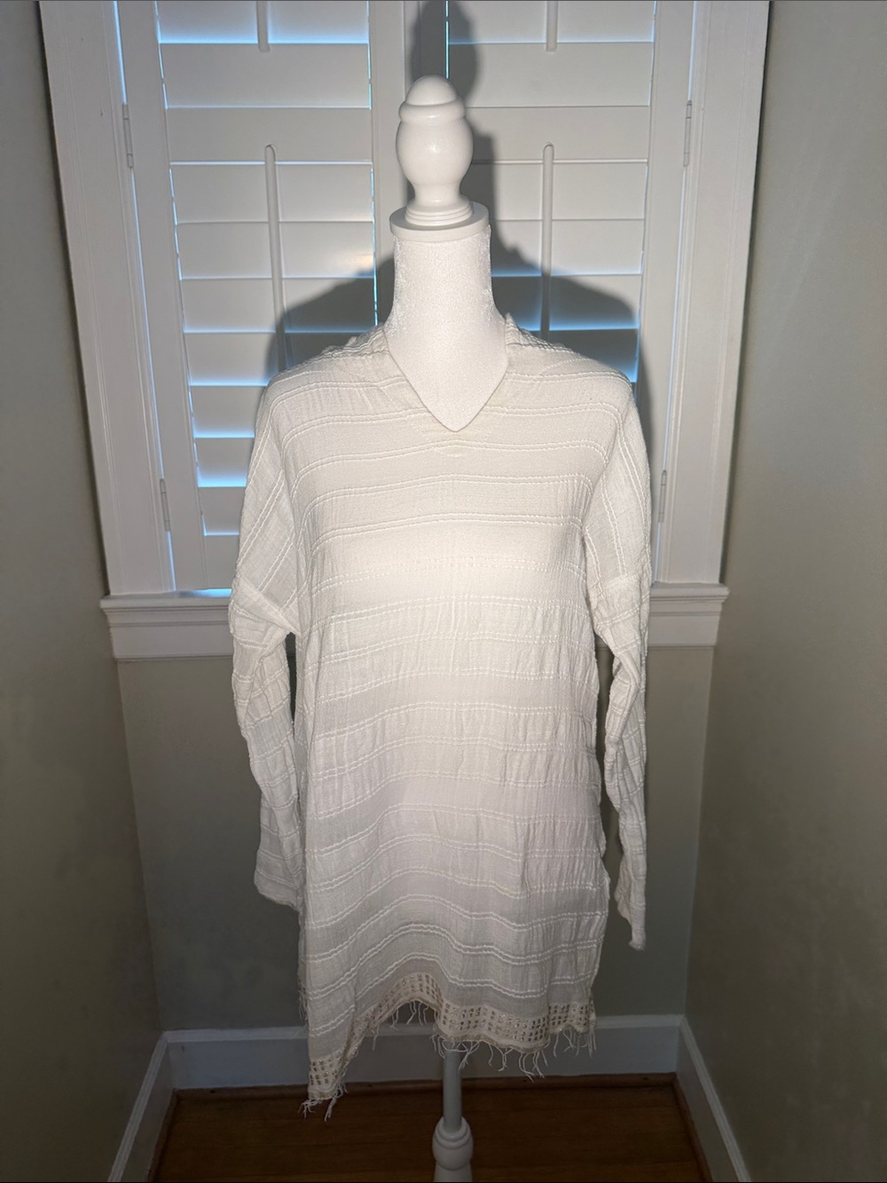 Lemlem White Textured V-Neck Swim Coverup